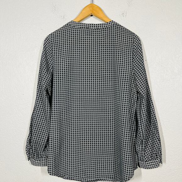 Cynthia Rowley Pocket Tunic Blouse Top Long Sleeve Mod Geo Print Casual - L - Picture 3 of 4